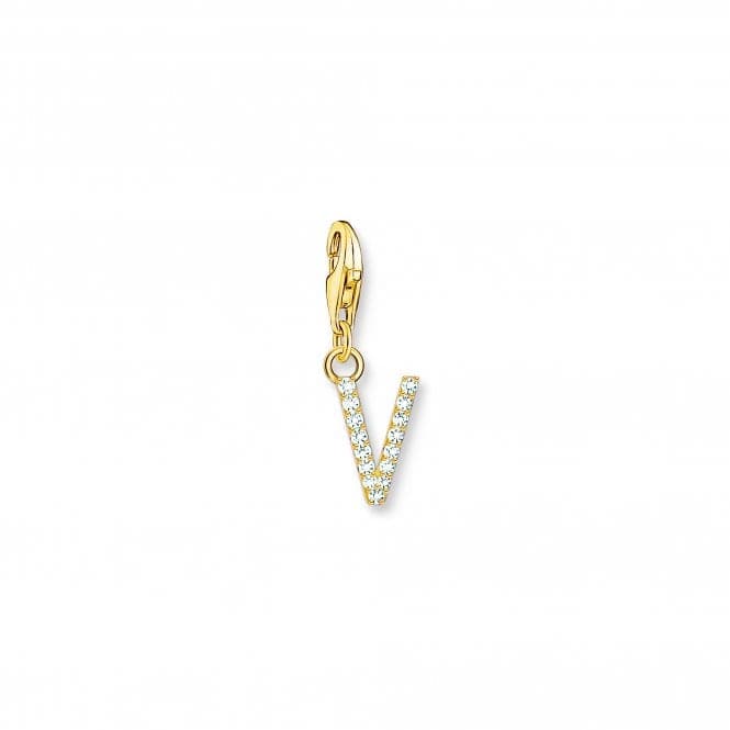 Charmista Gold Plated Zirconia Letter V Charm Pendant 1985 - 414 - 14Thomas Sabo Charm Club Charmista1985 - 414 - 14