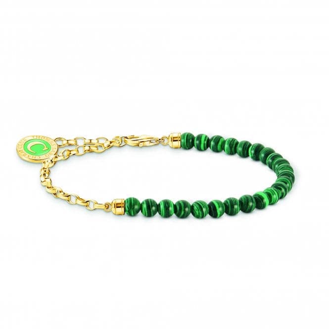 Charmista Green Sterling Silver Gold Plated Stone Bracelet A2130 - 140 - 6Thomas Sabo Charm Club CharmistaA2130 - 140 - 6 - L15V