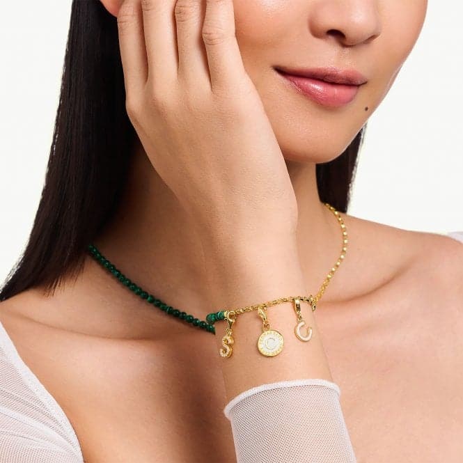 Charmista Green Sterling Silver Gold Plated Stone Bracelet A2130 - 140 - 6Thomas Sabo Charm Club CharmistaA2130 - 140 - 6 - L15V