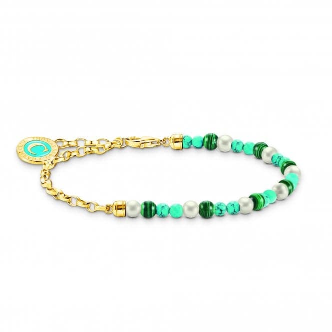 Charmista Multicoloured Gold Plated Simulated Malachite Bracelet A2130 - 140 - 7Thomas Sabo Charm Club CharmistaA2130 - 140 - 7 - L19v