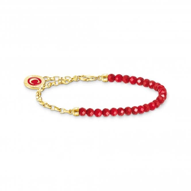 Charmista Sterling Silver Gold Plated Enamel Red Bracelet A2130 - 427 - 10Thomas Sabo Charm Club CharmistaA2130 - 427 - 10 - L15v