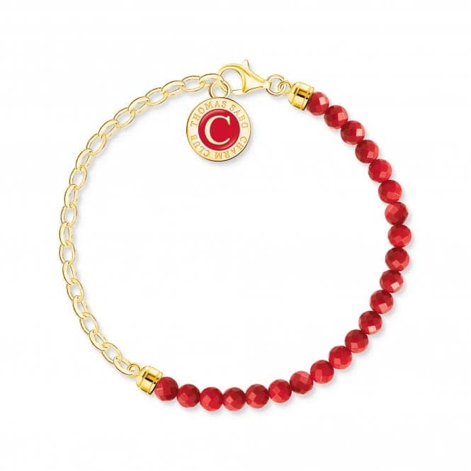 Charmista Sterling Silver Gold Plated Enamel Red Bracelet A2130 - 427 - 10Thomas Sabo Charm Club CharmistaA2130 - 427 - 10 - L15v