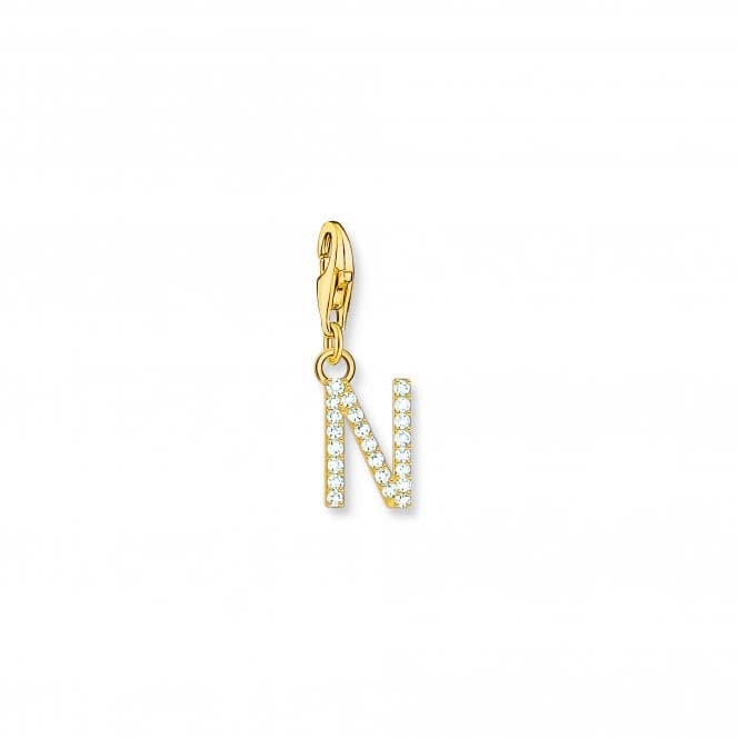 Charmista White Gold Plated Zirconia Letter N Charm Pendant 1977 - 414 - 14Thomas Sabo Charm Club Charmista1977 - 414 - 14