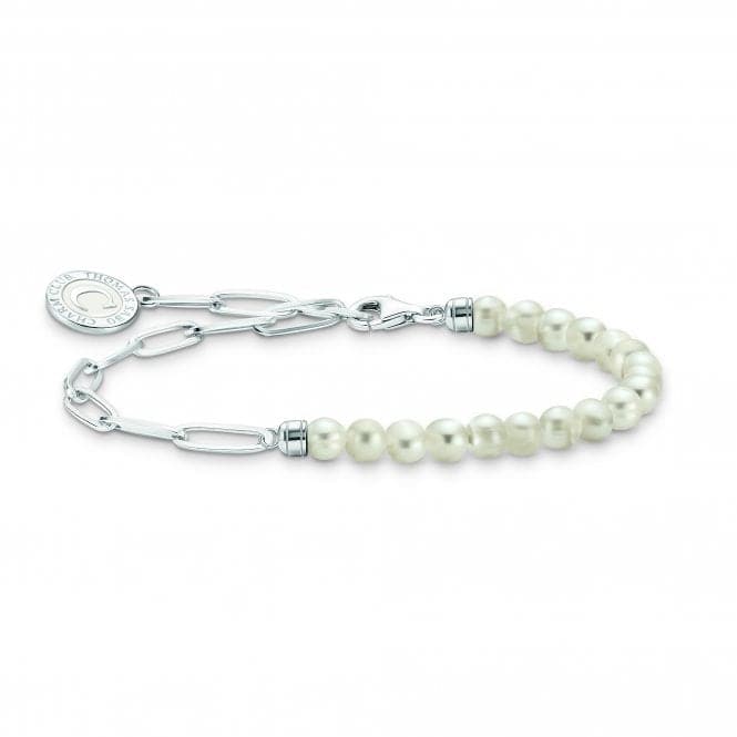 Charmista White Silver Freshwater Pearl Bracelet A2129 - 158 - 14Thomas Sabo Charm Club CharmistaA2129 - 158 - 14 - L19v