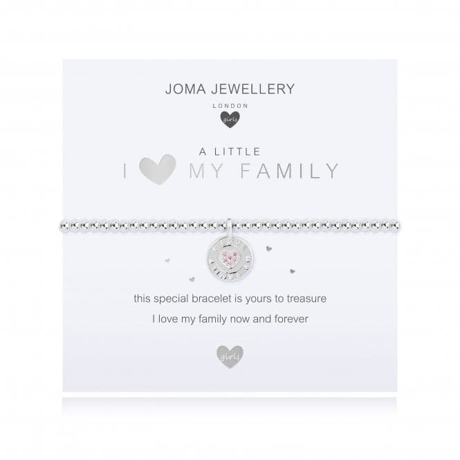 Childrens A Little I <3 My Family Silver 15.5cm Stretch Bracelet C501Joma JewelleryC501