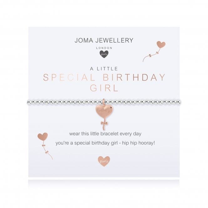 Childrens A Little Special Birthday Girl Silver And Rose Gold 15.5cm Stretch Bracelet C502Joma JewelleryC502