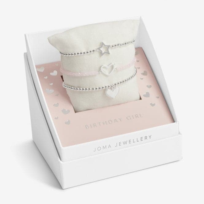 Children's Celebrate You Gift Boxed Birthday Girl Silver Set Of 3 Bracelet C700Joma JewelleryC700
