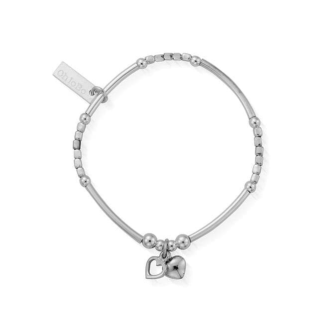 Children's Mini Noodle Cube Two Heart Charm Bracelet CSBMNC040ChloBo Children'sCSBMNC040