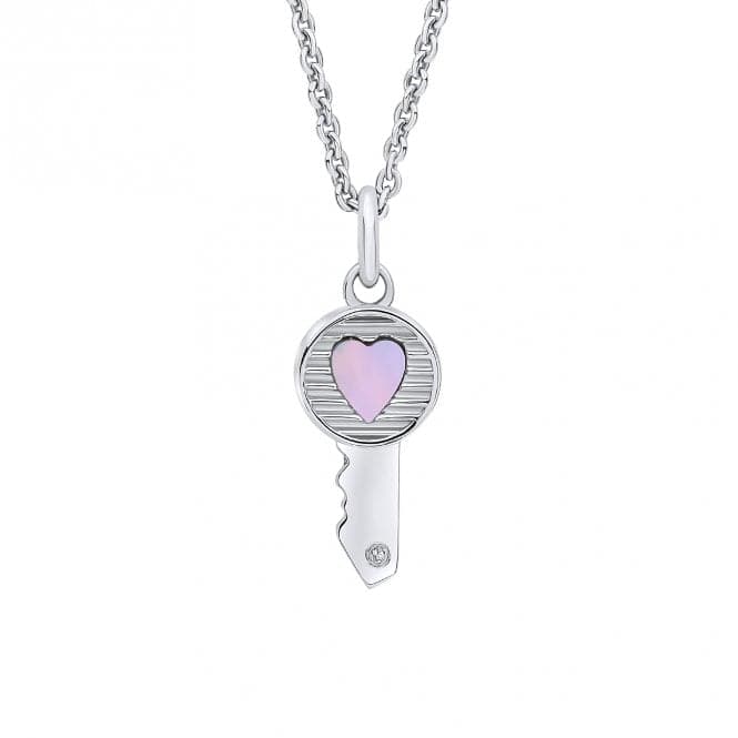 Children's Mother of Pearl Diamond Key Heart Pendant P5364WD for DiamondP5364W