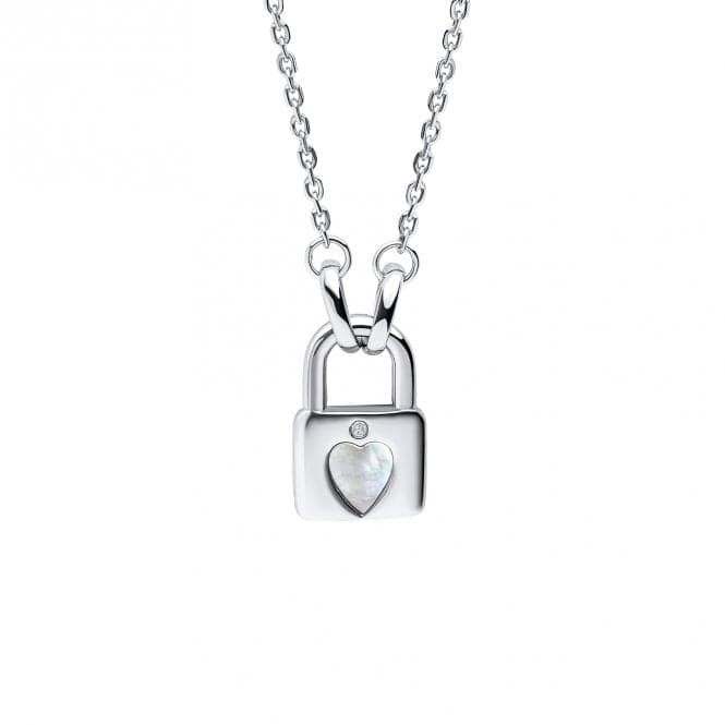 Children's Mother of Pearl Diamond Padlock Heart Necklace N4581WD for DiamondN4581W
