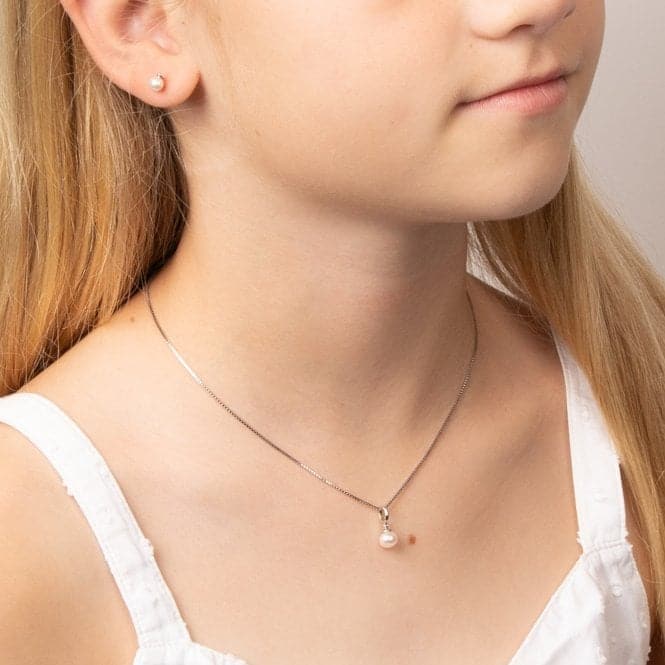 Children's White Freshwater Pearl Diamond Earrings E6392WD for DiamondE6392W