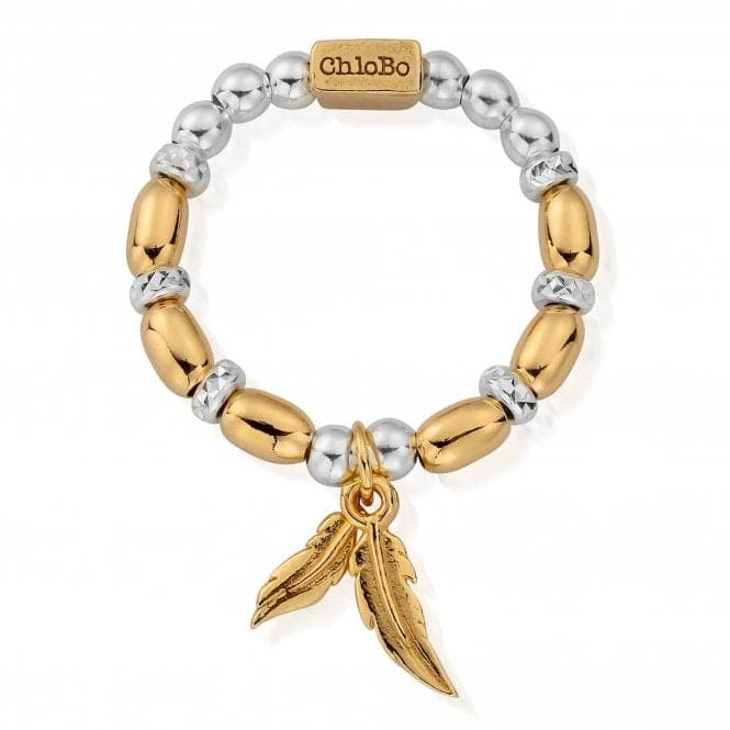 ChloBo Gold and Silver Dainty Double Feather RingChloBoGMRM11096 - S