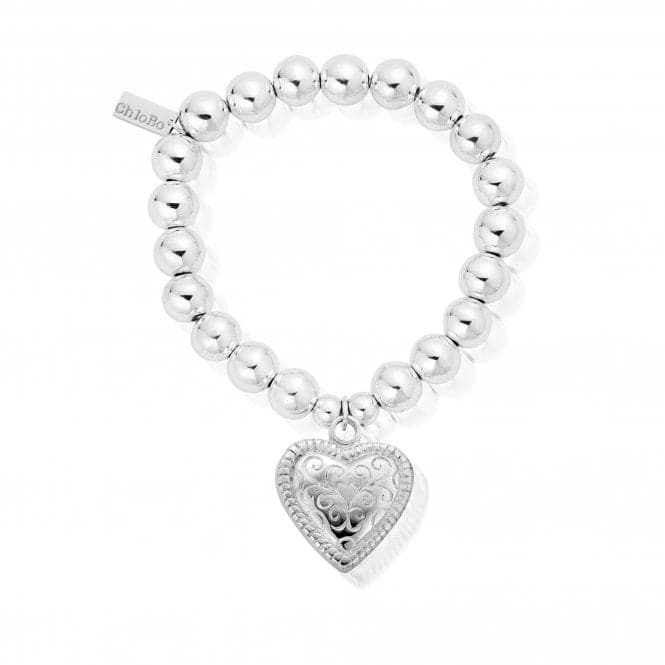 ChloBo Medium Ball Scallop Heart Bracelet SBMB014ChloBoSBMB014