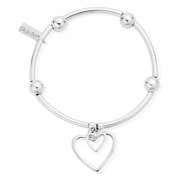 ChloBo Noodle Ball Double Open Heart Bracelet SBNB007028ChloBoSBNB007028