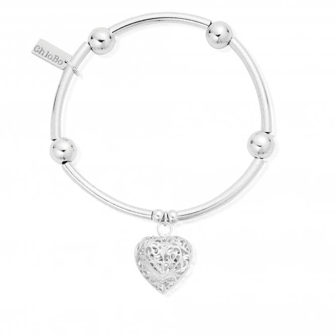 ChloBo Noodle Ball Filigree Heart Bracelet SBNB050ChloBoSBNB050