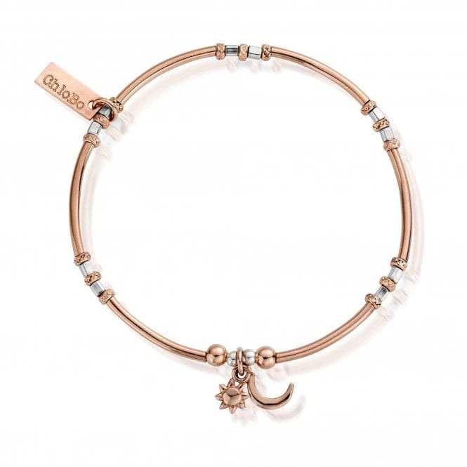 ChloBo Rose Gold and Silver Dainty Moon and Sun Bracelet MBMNCR583ChloBoMBMNCR583