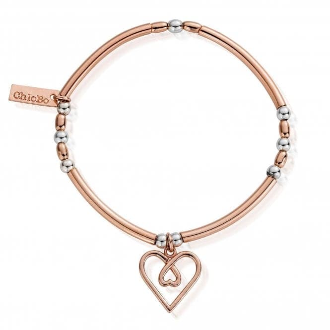 ChloBo Rose Gold and Silver Divine Love Heart Bracelet MBNBR575ChloBoMBNBR575