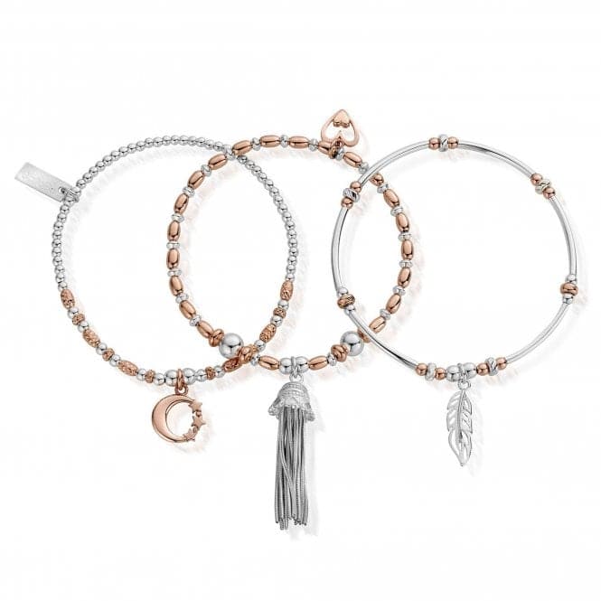 ChloBo Rose Gold and Silver Inner Spirit Stack of 3 MBSTA3ISChloBoMBSTA3IS