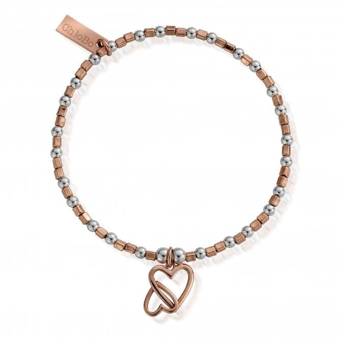 ChloBo Rose Gold and Silver Interlocking Love Heart Bracelet MBCFB573ChloBoMBCFB573