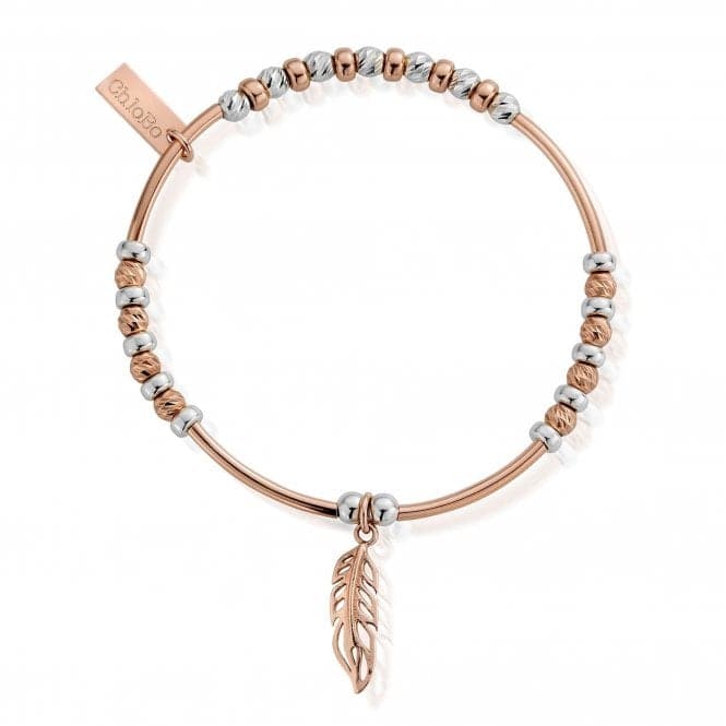 ChloBo Rose Gold and Silver Sparkle Filigree Feather Bracelet MBSBNH571ChloBoMBSBNH571