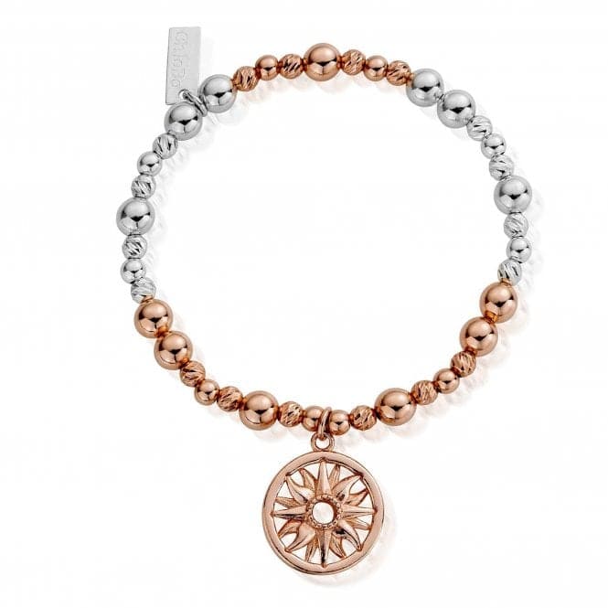 ChloBo Rose Gold and Silver Sun Mandala Bracelet MBSBS577ChloBoMBSBS577