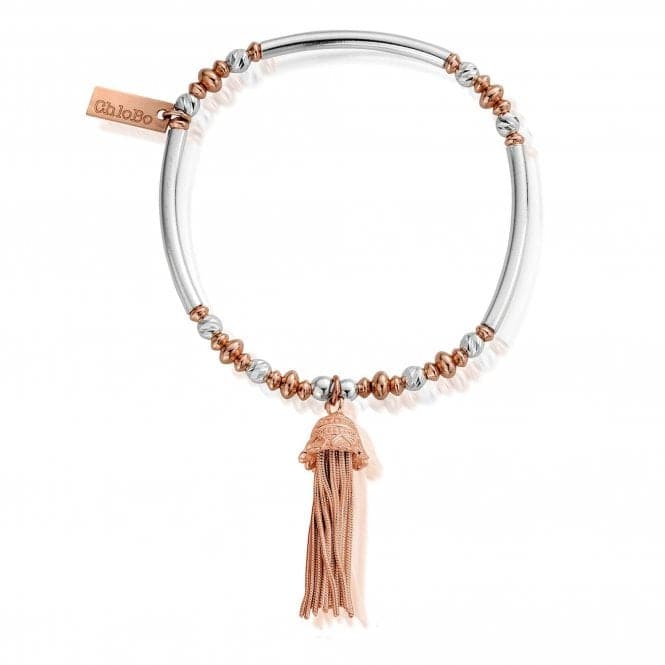 ChloBo Rose Gold and Silver True Love Tassel Bracelet MBNFDS599ChloBoMBNFDS599