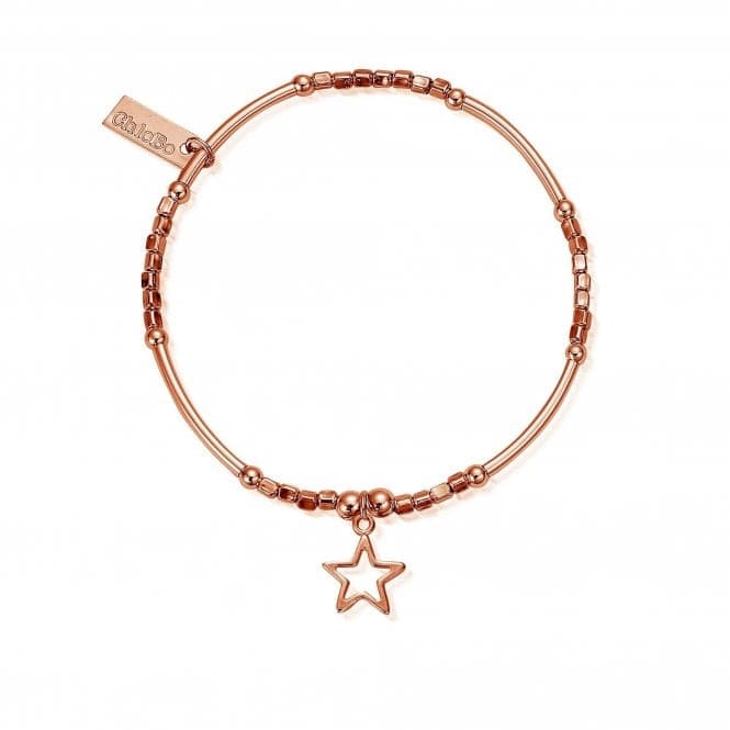 ChloBo Rose Gold Mini Noodle Cube Small Open Star Bracelet RBMNC1066ChloBoRBMNC1066