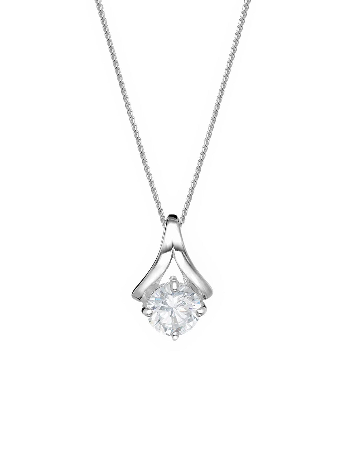 Christmas Bauble Gift | Sterling Silver 6mm Cubic Zirconia Pendant NecklaceThe Fine CollectiveBA0050337