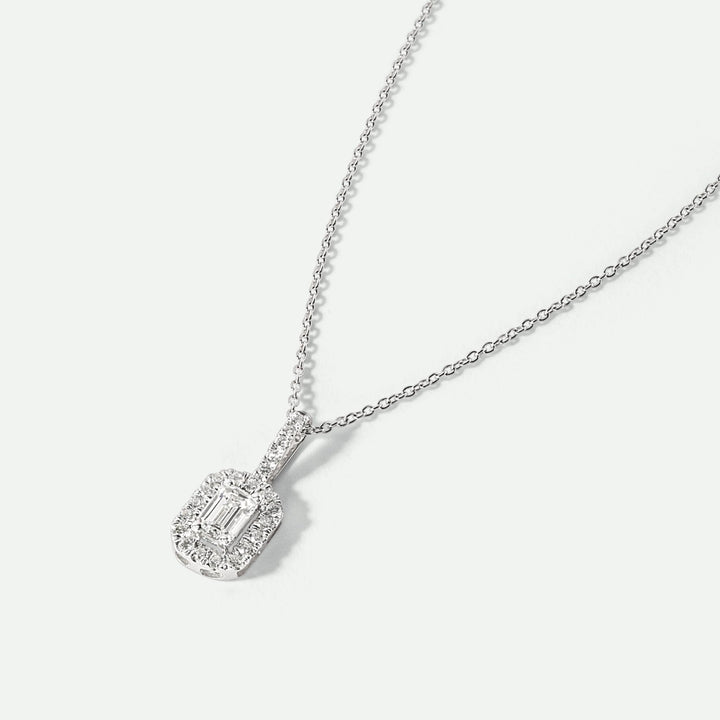 Cielo | 9ct White Gold 0.50ct tw Lab Grown Diamond Halo Necklace 18 InchesCreated BrillianceBA0073995