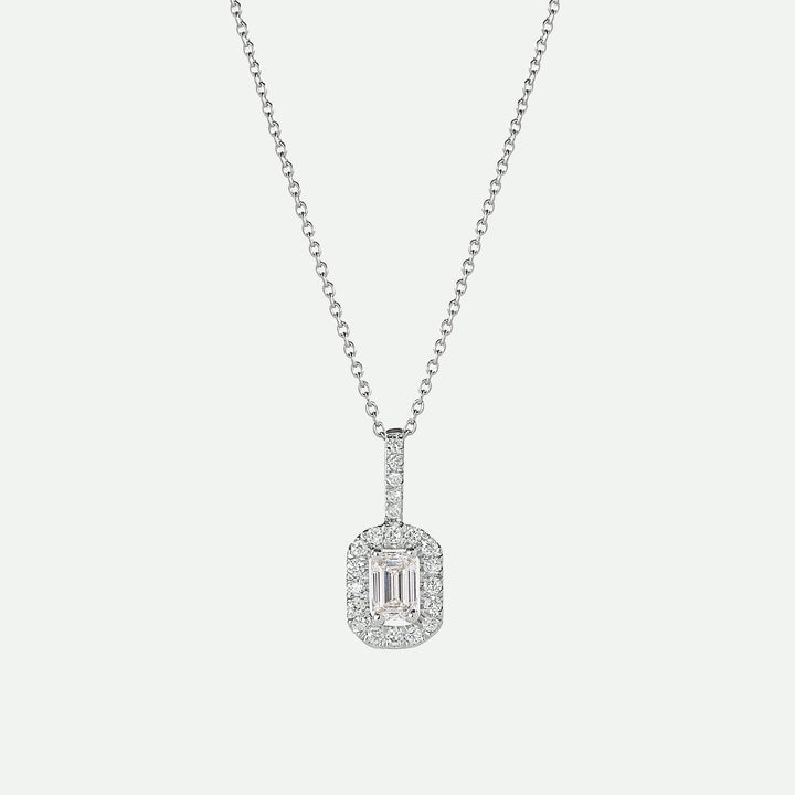 Cielo | 9ct White Gold 0.50ct tw Lab Grown Diamond Halo Necklace 18 InchesCreated BrillianceBA0073995