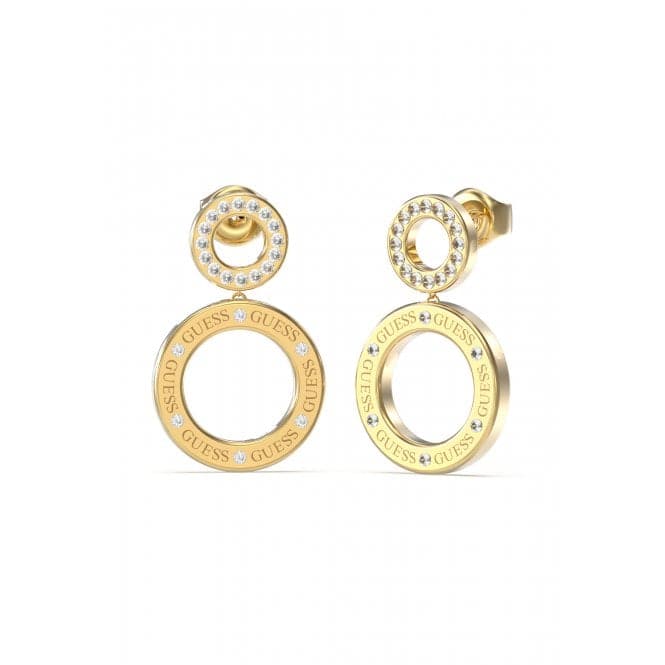 Circle Lights 32mm Logo Crystals Gold Earrings UBE03169YGGuess JewelleryUBE03169YG