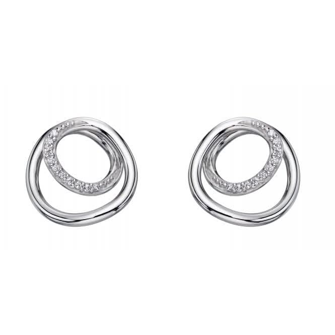 Circle Spiral Design Cubic Zirconia Plain Silver Earrings E5644CFiorelli SilverE5644C