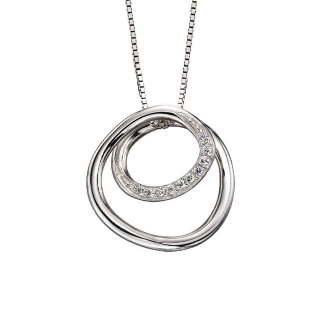 Circle Spiral Design Cubic Zirconia Plain Silver Pendant P4655CFiorelli SilverP4655C