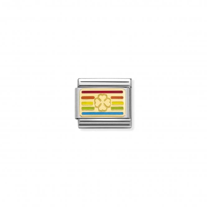 Classic Gold Enamel Rainbow Four - Leaf Clover Flag Link Charm 030263/25Nominations030263/25