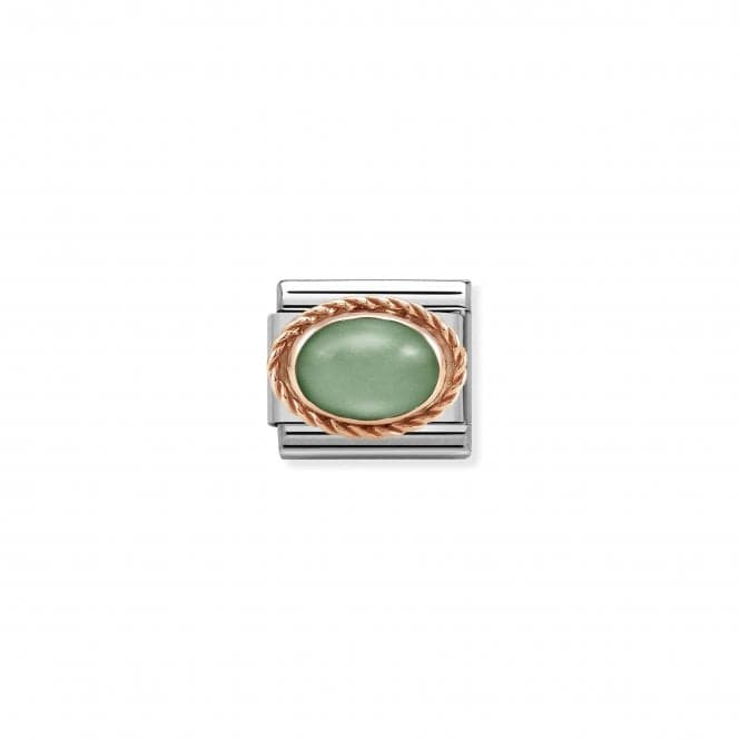 Classic Pink Gold And Stones Green Aventurine Link Charm 430507/23Nominations430507/23