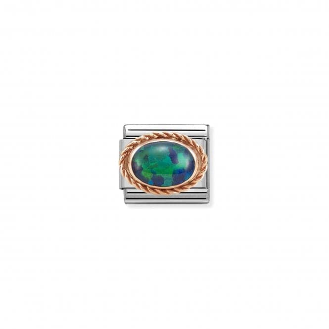 Classic Pink Gold And Stones Green Opal Link Charm 430507/26Nominations430507/26