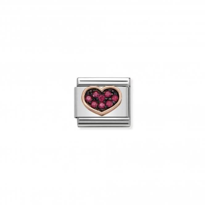 Classic Zirconia Rose Gold Red Heart Link 430311/01