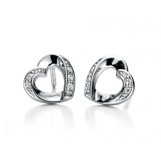Clear Cubic Zirconia Ribbon Hearts Earrings E5085CFiorelli SilverE5085C