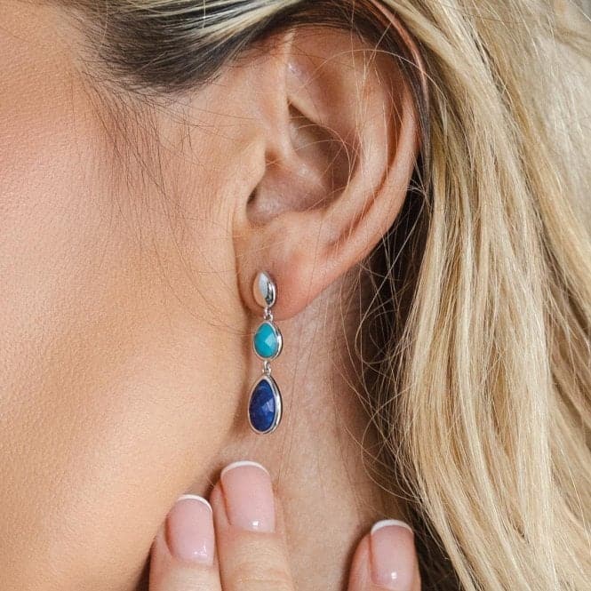 Coast Pebble Azure Gemstone Trio Droplet Stud Drop Earrings 50175LMGKit Heath50175LMG