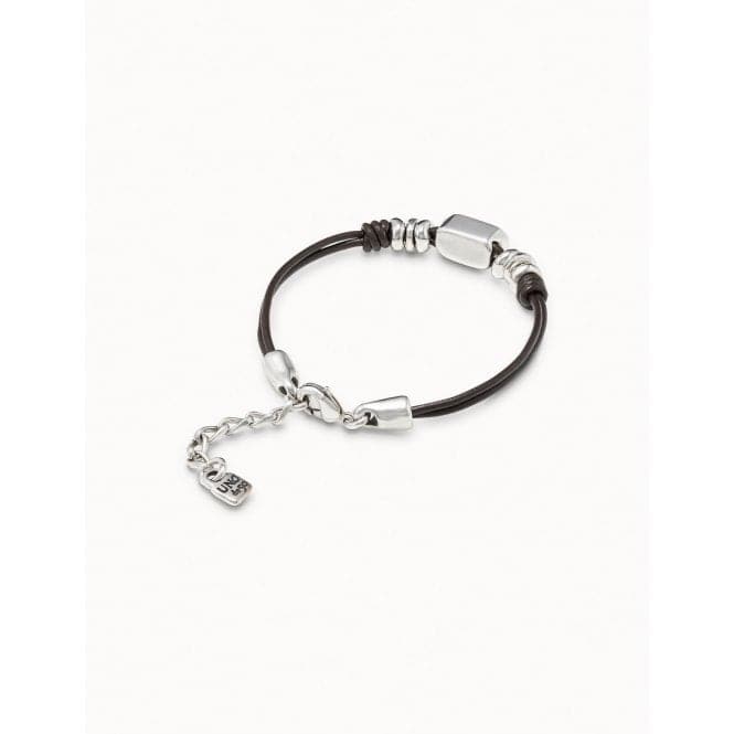 Cocodrile Grey Leather Faceted Crystal BraceletUNOde50PUL2179NGRMTL0U