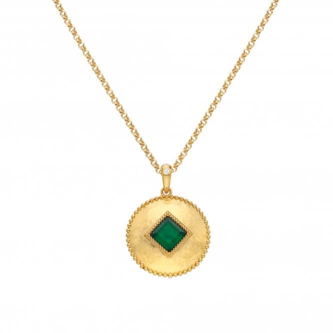 Coin Pendant Green Agate Necklace DP935Hot Diamonds x GemstonesDP935