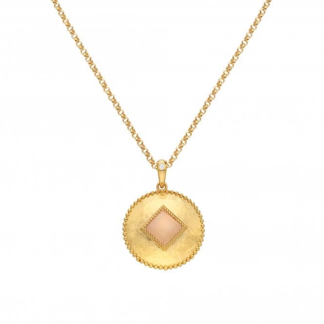 Coin Pendant Pink Quartz Necklace DP936Hot Diamonds x GemstonesDP936