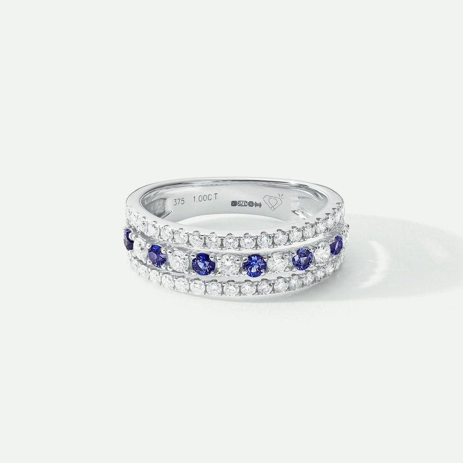 Colette | 9ct White Gold 0.74ct tw Lab Grown Diamond and Created Sapphire Band RingCreated BrillianceBA0074453 - L