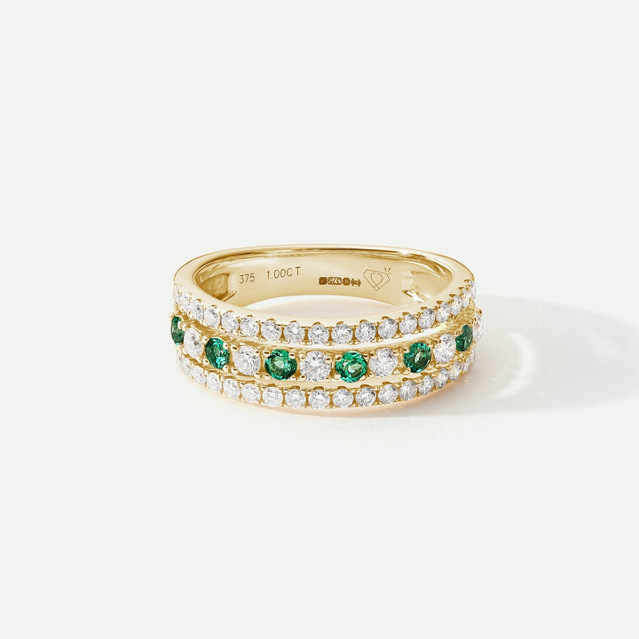 Colette | 9ct Yellow Gold 0.74ct tw Lab Grown Diamond and Created Emerald Band RingCreated BrillianceBA0074451 - L