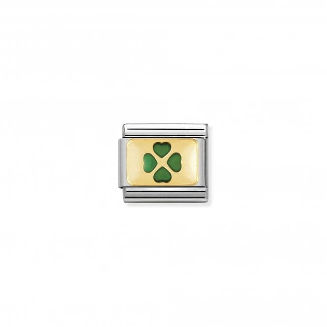 Composable Classic Good Luck Gold Green Four Leaf Clover Link 030206/27Nominations030206/27