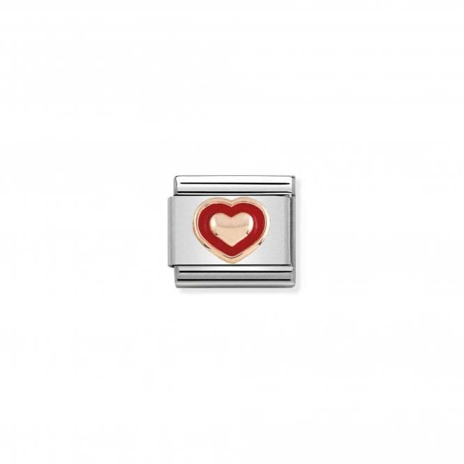 Composable Classic Relief Enamel Rose Gold Heart With Red Border Link 430203/01Nominations430203/01