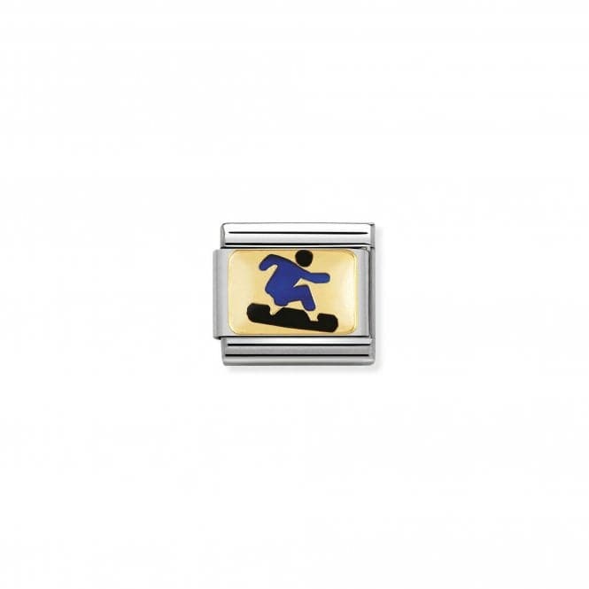 Composable Classic Sports Enamel 18K Gold Blue Snowborder Link 030203/24Nominations030203/24