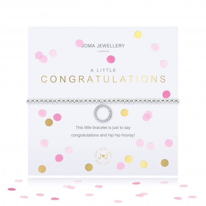 Confetti A Little Congratulations Silver 17.5cm Stretch Bracelet 4334Joma Jewellery4334