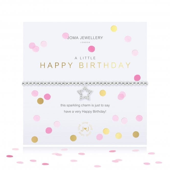 Confetti A Little Happy Birthday Silver 17.5cm Stretch Bracelet 4336Joma Jewellery4336