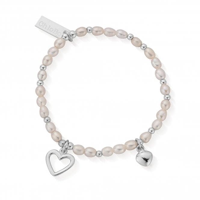 Confetti Falls Silver Forever Love Pearl Bracelet 15cm CSBFOREVER15ChloBo Children'sCSBFOREVER15